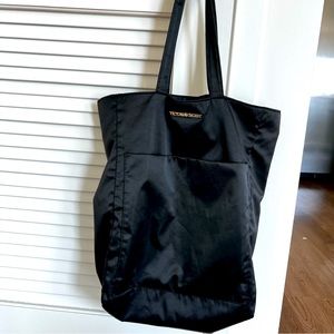 Victoria’s Secret Black Satchel Tote Overnight Shoulder Bag black satin bag